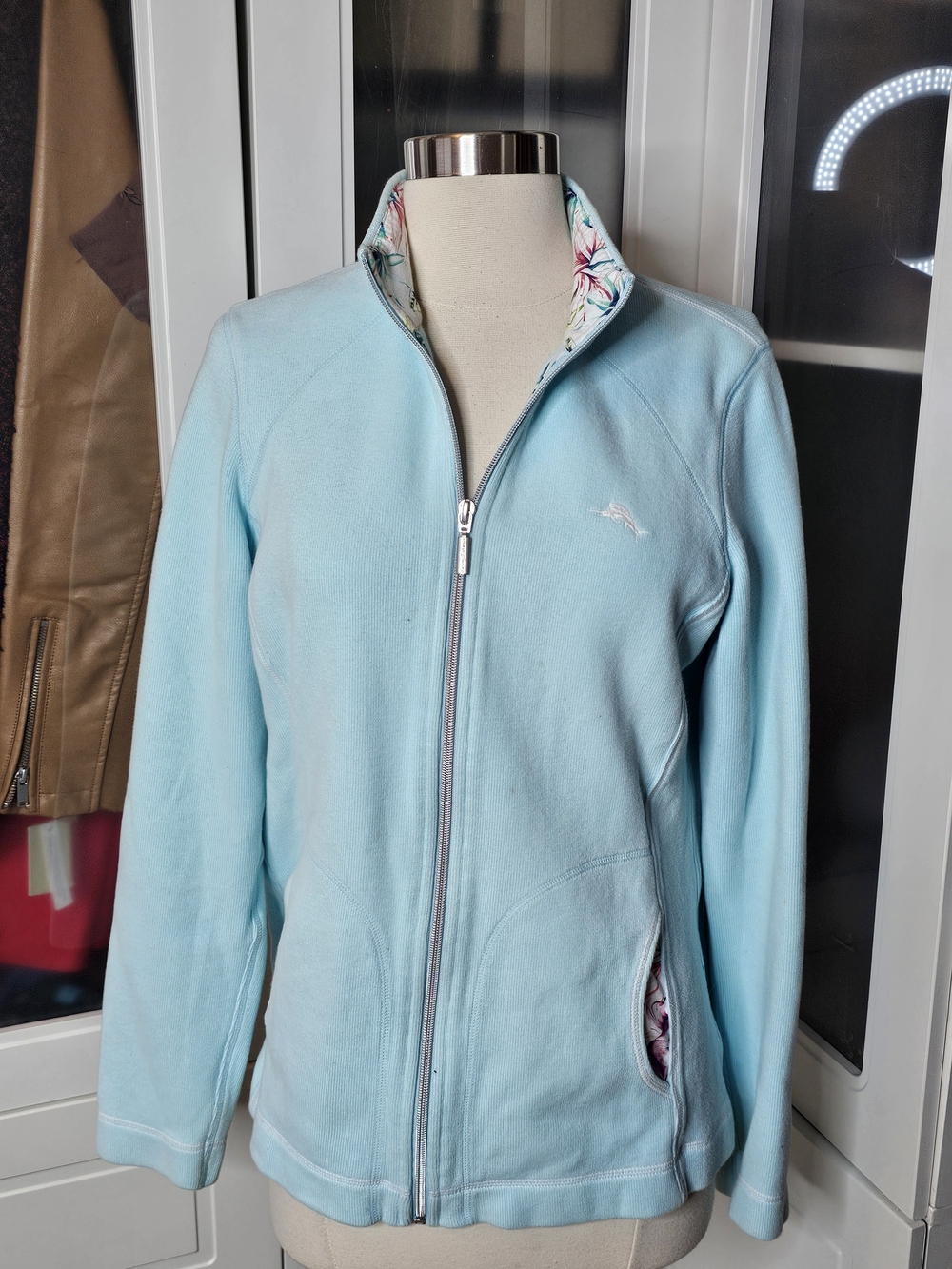 Tommy Bahama Light Blue Women's Full-Zip Fleece Jacket